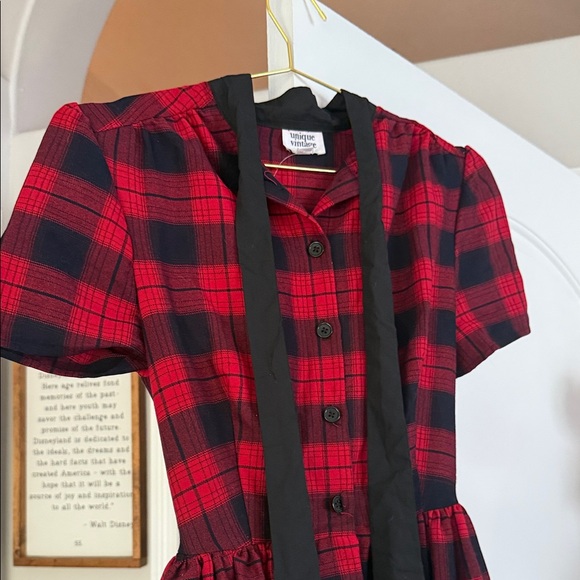 Unique Vintage Red and Black Plaid Dress - Picture 2 of 4